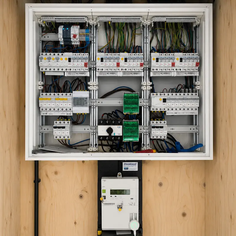 Netjes afgemonteerde groepenkast met slimme meter